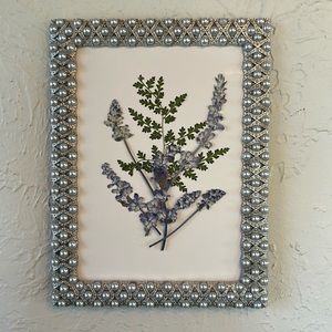 Beautiful Dried Pressed Floral Art In Jeweled Frame